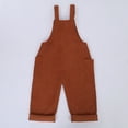 thumbnail image 6 of Bigetiay Toddler Girls Jumpsuit Sleeveless Back to School Romper Brown Rompers with Pockets Spring Fall Romper Kids Clothes Girls Size 1-2 Years, 6 of 9