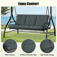 thumbnail image 6 of Pirecart 3 Seat Outdoor Porch Swing Chair with Adjustable Canopy, Removable Cushions for Garden, Poolside, Balcony, Gray, 6 of 8