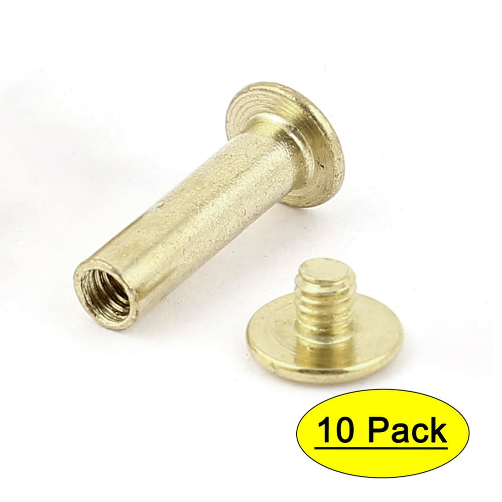 Uxcell 5mmx18mm Brass Plated Binding Chicago Screw Post for Album
