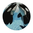thumbnail image 4 of Orinice Orca Whales Round Table Cover Stain Resistant Washable for Indoor Outdoor Kitchen Dining Wedding Parties 100% Polyester Fiber 31-35, 4 of 8