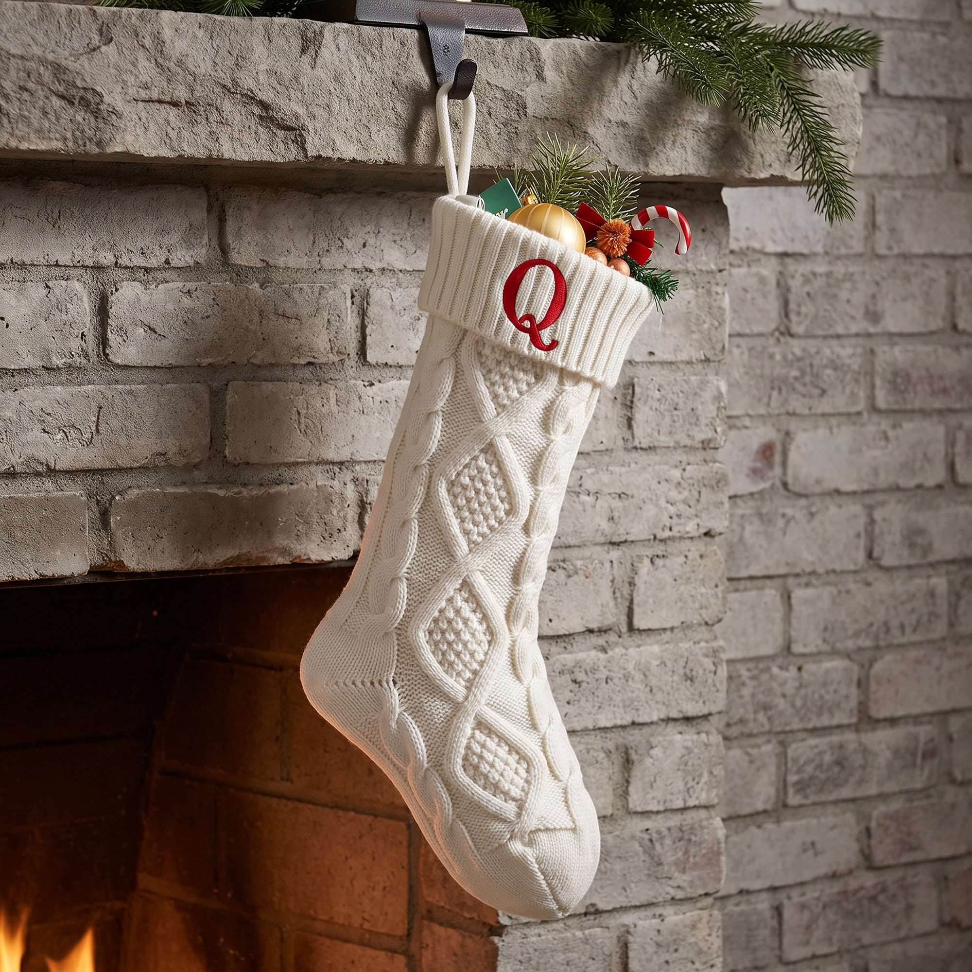 Unique Bargains Canine Bone Christmas Stocking Luxury Puppy Holiday Keepsake Sack Letter Q 17"