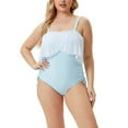 thumbnail image 1 of Gibobby Traje de baño de una pieza Traje de baño de una pieza con volantes y cintura media para mujer(Azul,XL), 1 of 5