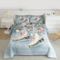 thumbnail image 2 of Homewish Cartoon Ice skates Queen Comforter Set for Teen, Rose Flower Floral Bedding Sets, Princess Style Reversible Bedding Comforter Set, Lightweight Room Decor, 3 Pieces, 2 of 8