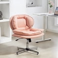 thumbnail image 2 of HOMCOM Criss Cross Office Chair, Armless Wide Desk Chair, No Wheels, Pink, 2 of 10