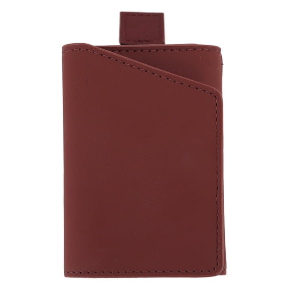 Verdant Touch Portefeuille minimaliste à trois volets en cuir avec porte-cartes de crédit, porte-monnaie, porte-monnaie, porte-cartes, portefeuille multifonction pour homme et femme, rouge brunâtre,