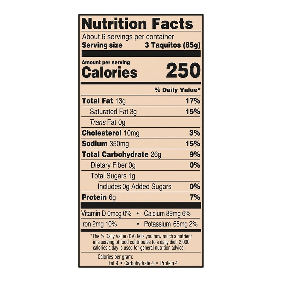 Frozen Taquitos Nutritional Information Blog Dandk