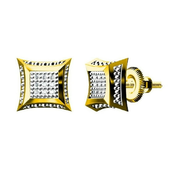 King of Bling's 0.05ct Real Diamond 925 Sterling Silver Women's & Men's Yellow Kite Stud Earring
