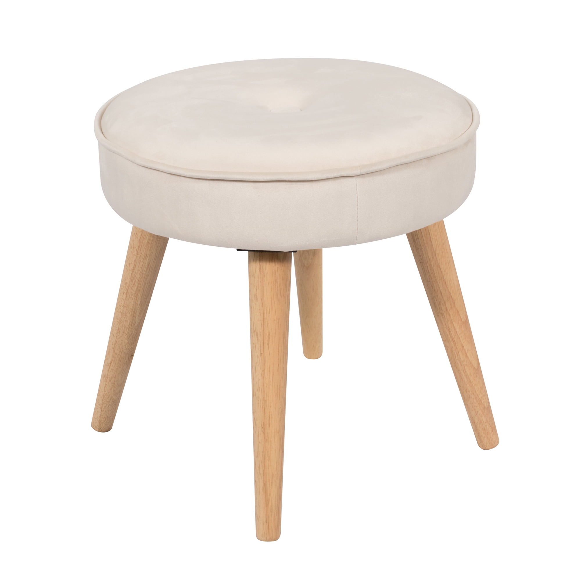 Living Essentials Alannah Upholstered Cushion Velvet Round Ottoman ...