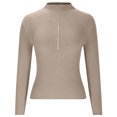 thumbnail image 6 of ZyeKqe Sweaters for Women High Neck Long Sleeve Shirts Ribbed Knit Going out Tops Slim Fitted Stretchy Basic Tees, 6 of 8