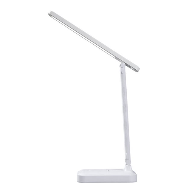Lámpara de mesa plegable LED con carga USB, protección para los ojos, lámpara de escritorio con control táctil para dormitorio, oficina, estudio, color blanco marfil (recargable)