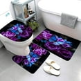 thumbnail image 3 of Bathroom Sets with Shower Curtain and Rugs, Toilet Lid Cover, Bath Mat, 4PCS Purple Rose Butterfly Shower Curtains for Bathroom, Romantic Flower Shower Curtains Set for Bathroom Decor, 3 of 6