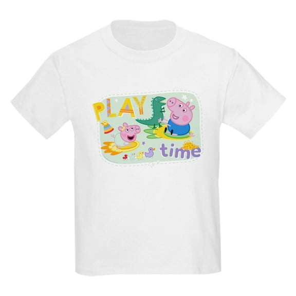 CafePress - Peppa Pig: Play Time Kids T Shirt - Light Classic Kids Graphic, Short Sleeve T-Shirt, Sizes XS-XL