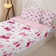 thumbnail image 3 of Homewish Bowknot Cherry Kids Zipper Full Size Comforter Sets with Fitted Sheet and 2 Pillowcases, Love Heart Zipper Bedding Set, Pink Reversible, Pink Reversible, 4pcs, 3 of 6