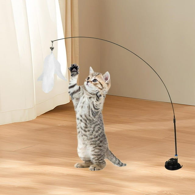Juguete interactivo para gatos con campana, juguete para gatos de interior, juego de gatitos, ejercicio, entrenamiento, palo elástico para gatos, para blanco Yinane Avance del gato