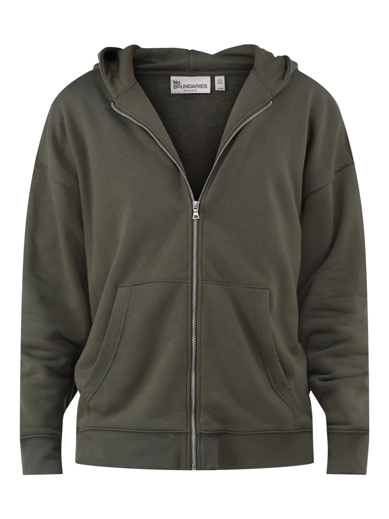 No Boundaries Zip Hoodie with Long Sleeves, Men's & Big Men's