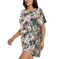 thumbnail image 2 of Wukai Colorful Flowers Women's Pajama Set,Short-Sleeve Top and Shorts with Elastic Waistband and Pockets for Loungewear, Yoga, and Casual Wear-XX-Large, 2 of 8