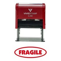 Vivid Stamp Fragile Office Self-Inking Office Rubber Stamp (Red) - L