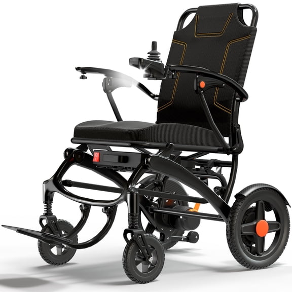 COOLHUT 34lbs Ultra-Light Carbon Folding Electric Wheelchair  , Electric Wheelchair 20  Miles Travel Range,  Motorized Wheelchair with Safety Features, Lithium Battery (15 Years Warranty))