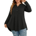 thumbnail image 3 of TARAINYA Women's Plus Size Tops Long Sleeve Henley V Neck Button Up Flowy T Shirts Tunic Loose Blouses, 3 of 8
