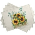 thumbnail image 3 of Sunflower Placemats Set of 4 Spring Summer Yellow Floral Linen Heat Resistant Table Mats 12x18 Inch Sunflowers with Eucalyptus Leaves Print Placemats for Party Kitchen Dining Decoration, 3 of 6
