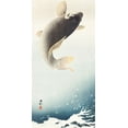 thumbnail image 2 of Koson, Ohara 14x24 White Modern Wood Framed Museum Art Print Titled - A jumping carp, 2 of 4