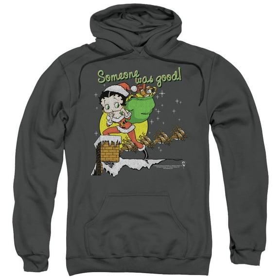Betty Boop Chimney Adult Pullover Hoodie Sweatshirt Charcoal
