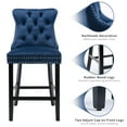 thumbnail image 5 of Velvet Bar Stools Set of 2 - 27" Seat Height Barstool, Bar Chairs Fit Counter or Bar Height, Kitchen Stools for Island, Tufted Back, Wood Frame, Upholstered (Blue, Set of 2), 5 of 11