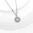thumbnail image 2 of Platinum Plated Daisy Flower Necklace Charm Round Cubic Zirconia Sunflower Pendant Choker Necklaces for Women Y900-Silver color, 2 of 7