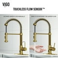 thumbnail image 3 of VIGO Edison Single Handle Pull-Down Sprayer Kitchen Faucet Set with Deck Plate and Touchless Sensor in Matte Brushed Gold, 3 of 10