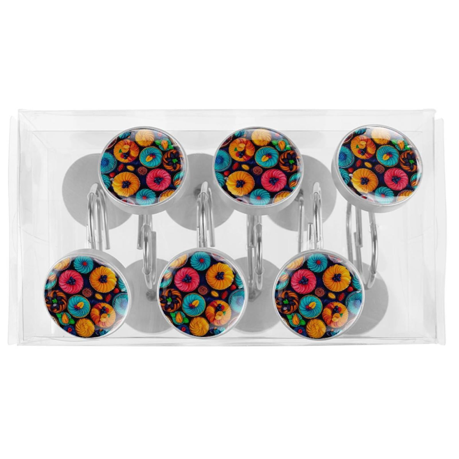HemaKayy 12 Pcs Shower Curtain Hooks Bathroom Decorative Accessories Cup Cake