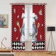 thumbnail image 2 of Kitchen Curtains 84 Inch Length 2 Panels, Red Vintage Gnomes Grommets Window Treatment Curtain, Black Checkered Retro Art Thermal Curtains Drapes for Living Room/Bathroom, 2 of 9