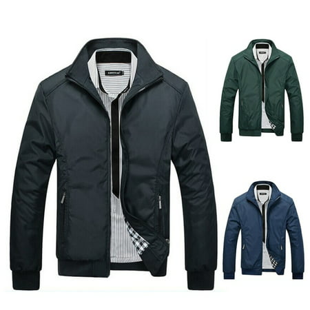 EFINNY Asian Size Mens Casual Autumn Winter Slim Collar Jackets Tops Coat Warm (Best Stone Island Jacket Ever)