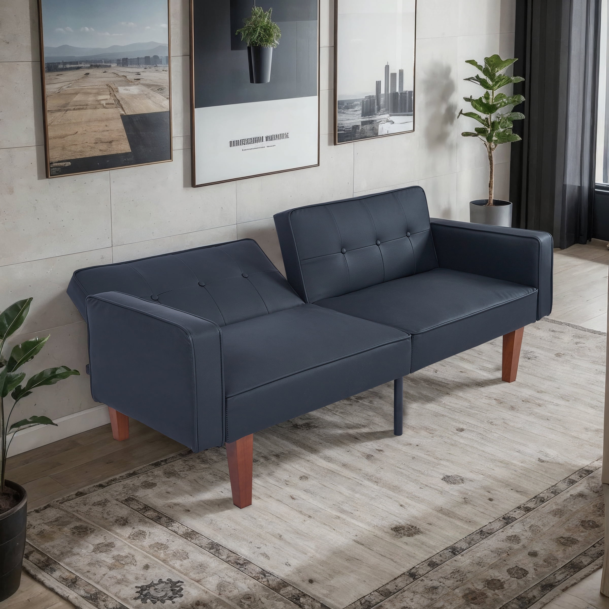 Gewnee 68.11"Convertible Futon Sofa Bed,Multifunctional Folding Futon Couch with 3 Adjustable Positions,Split-Back Design for Home,Office,Guest Room.