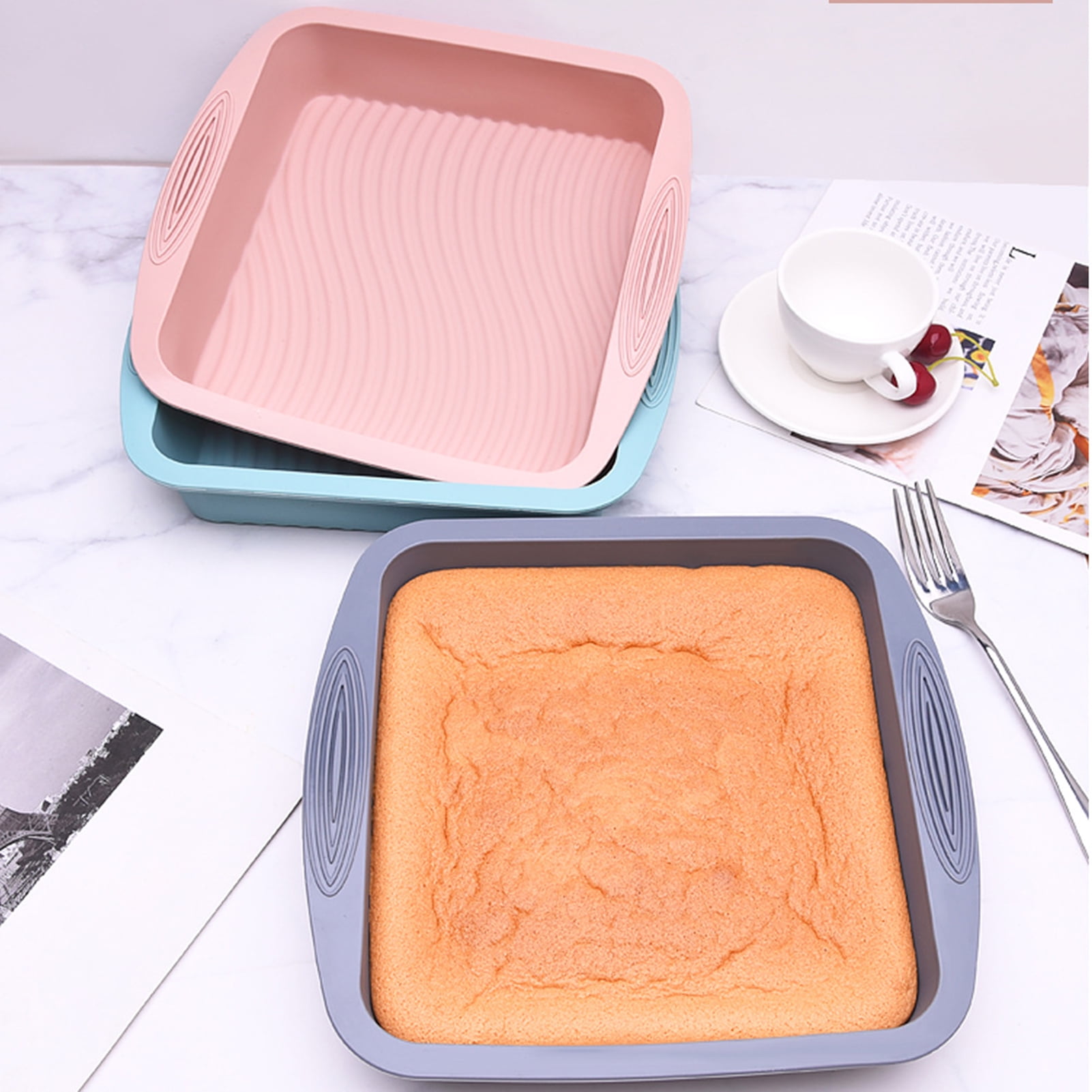 Poatren Silicone Cake and Brownie-Pan Nonstick Silicone Baking Mold for Cake,Bread,Pie, Size: One size, Red