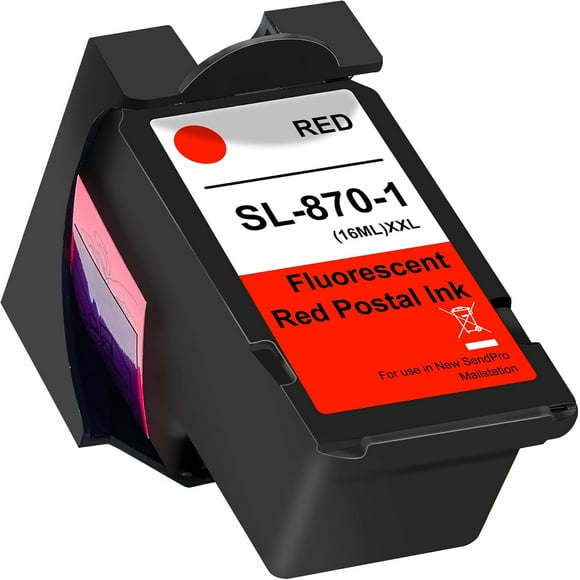 TRAHOO-Remanufactured SL-870-1 XXL Postage Red Ink Cartridge Replacement for SendPro Mailstation Postage Meter Machines(CSD1) 1(Pack) Fluorescent Red Ink 16ml