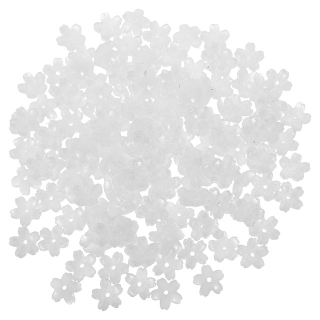 COOPHYA 150Pcs Gradient White Glass Flower Beads for Jewelry Making with Transparent Petal Caps