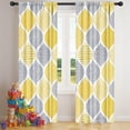 thumbnail image 5 of Blackout Kids Curtains,Yellow and Gray Geometric Quatrefoil Pattern Childrens Insulated Curtains Set Of 2,Bedroom Essentials,Toddler Room Decor 42x84in(106x213cm), 5 of 5