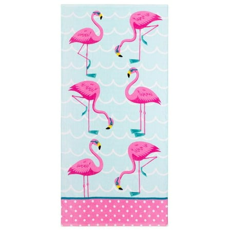 - Harriet Bee Allan Flamingos 100pct Cotton Beach Towel
