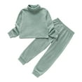 thumbnail image 1 of PatPat 2pcs Toddler Girl Solid Color Ribbed Turtleneck Long-sleeve Tee and Elasticized Pants Set, 1 of 6