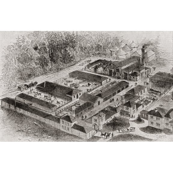 The model farm of Albert Edward Prince of Wales future King at Windsor Berkshire England in 1862 From Edward VII His Life and Times published 1910 Canvas Art - Ken Welsh Design Pics (18 x 11)
