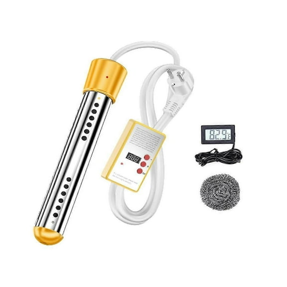 Immersion Water Heater, 1500W Electric Submersible Water Heater with Timer, Stainless Steel Guard Cover EU Plug