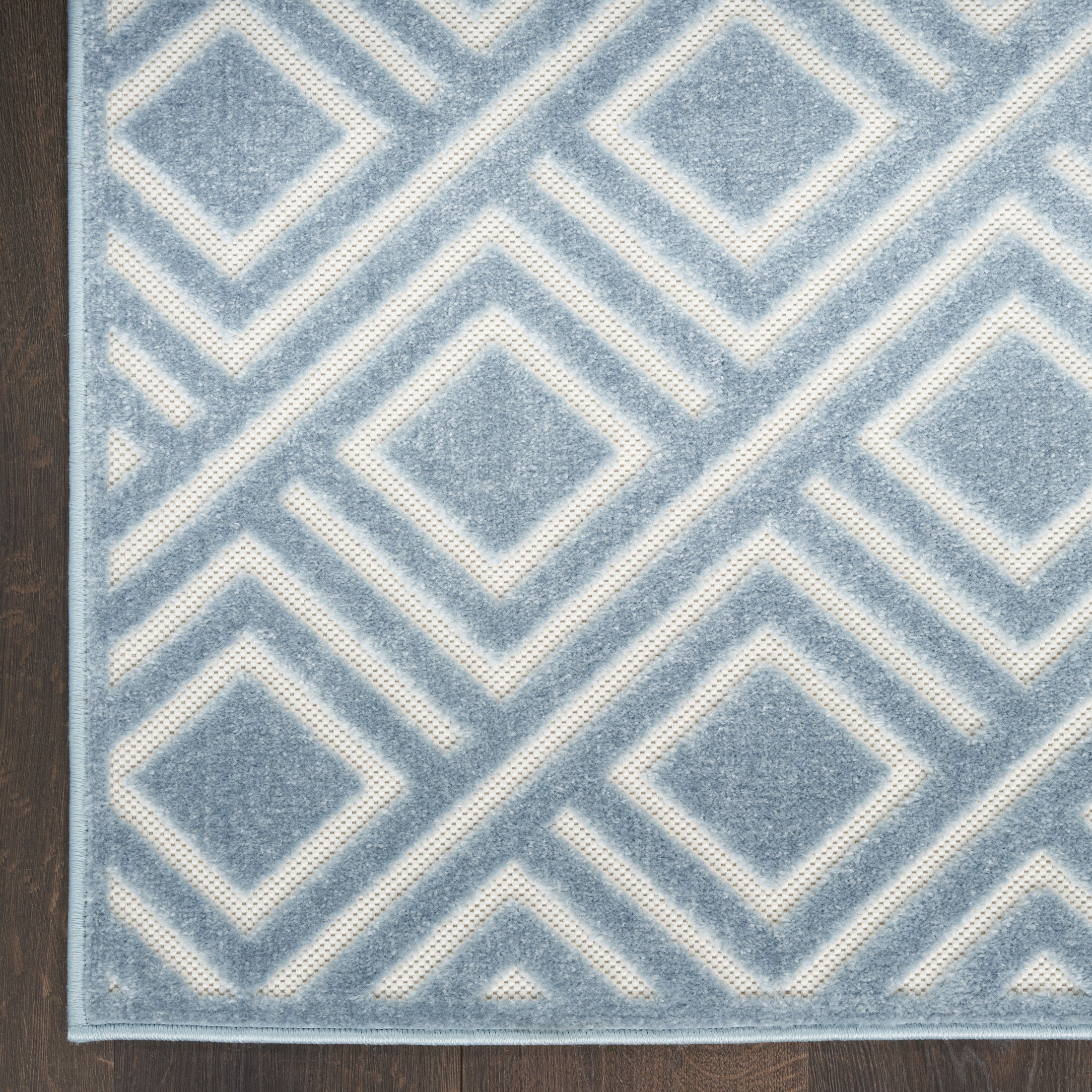 Nourison Care Free 2' x 6' Blue Modern Indoor Rug