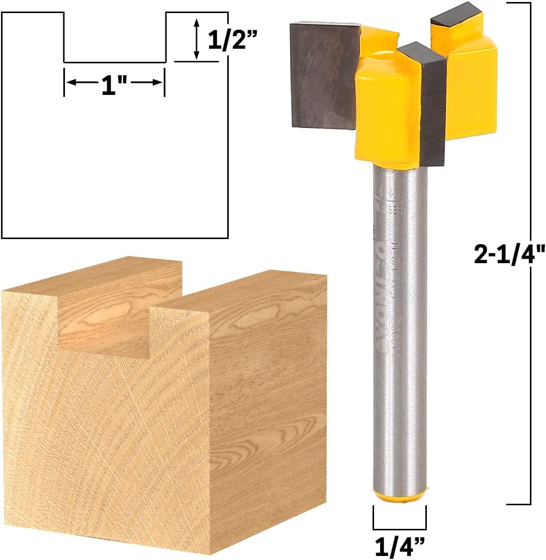 Spoilboard Surfacing Router Bit 1" Diameter - 1/4" Shank - Yonico 14902q