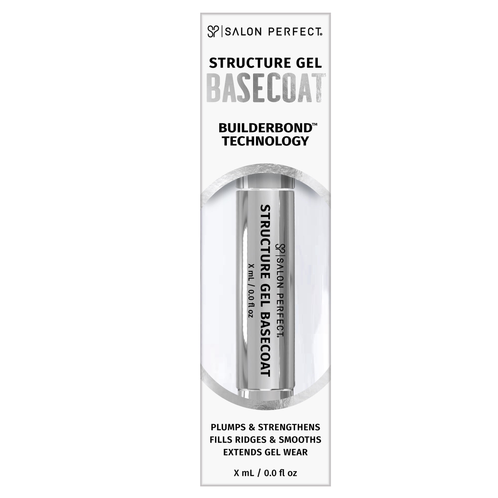 Salon Perfect Structure Gel Nail Polish Builder Hard Gel Base Coat, Brush On, 4.5g, Clear