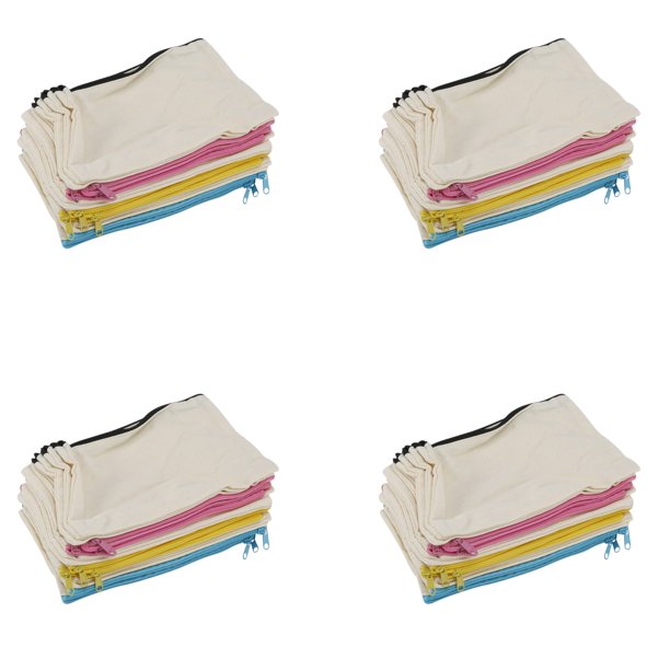 Bolsa de Maquillaje de Lona de 72 Piezas Bolsa de Cosméticos Multiusos Bolsa de Bricolaje en Blanco con Cremallera