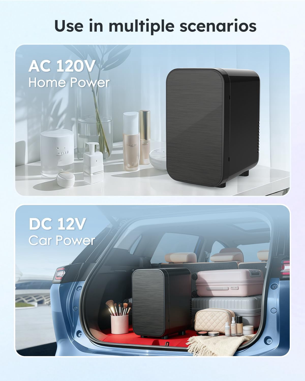 Skincare Fridge with Glass Panel, 6L  Fridge for Home/Car,  Portable Thermoelectric Cooler and Warmer, Makeup  Compact Refrigerator for Skincare Cosmetics Food Drinks (Black)