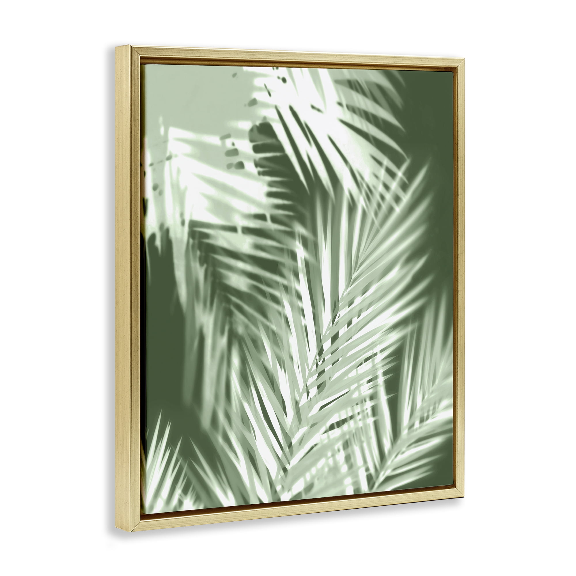 Stupell Industries Abstract Palm Leaves Botanical & Floral Painting Gold Floater Framed Art Print Wall Art, 17 x 21
