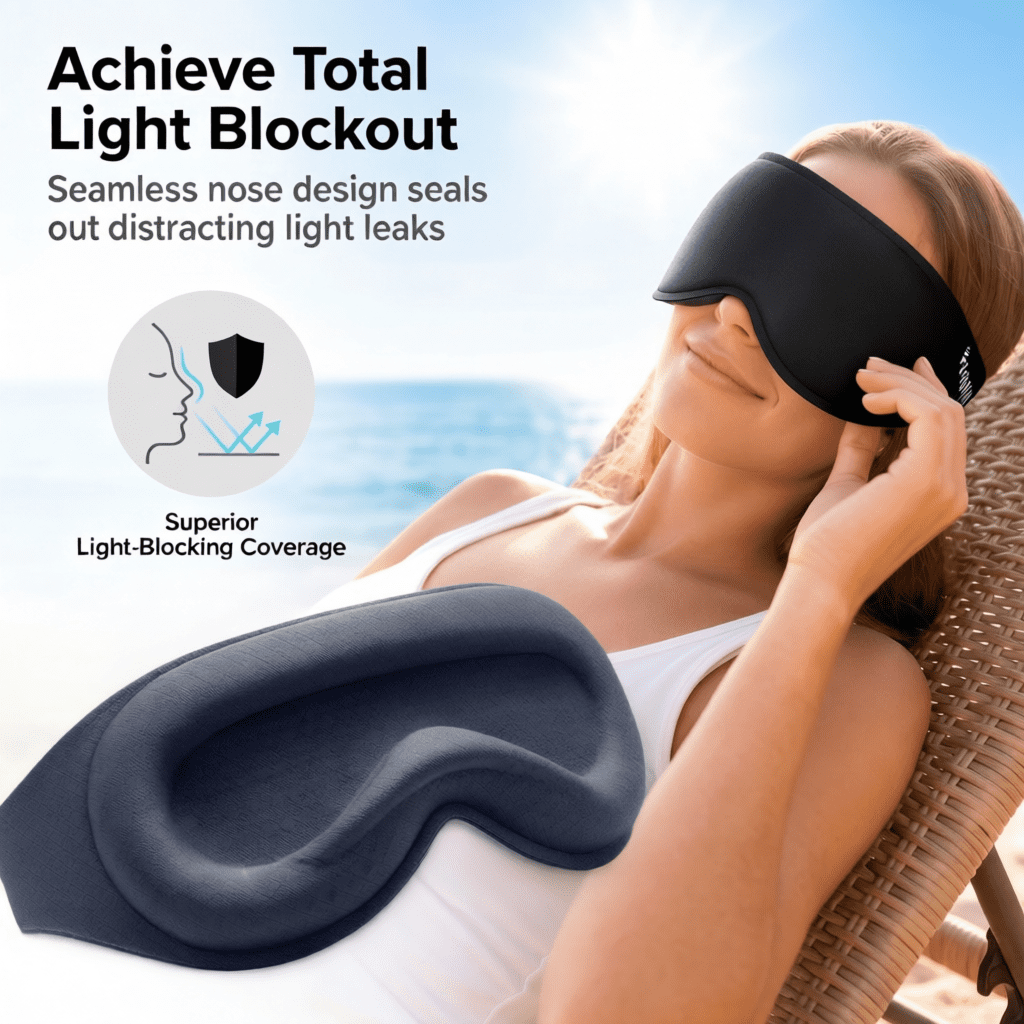 FACEMOON Weighted Sleep Mask 100% Blackout 3D Contoured for Men and Women Restful Sleep Experience Soft Memory Foam Zero Pressure Commute Black