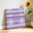 thumbnail image 3 of Canvas Wall Art Abstract Purple Stripe Canvas Art Print White Stripes Sequins Celebration Pictures Wall Decor for Living Room Bedroom Artwork Decorations Stretched Framed Ready to Hang 10"x10", 3 of 9