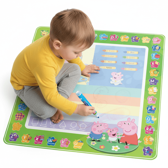Pig Evie Water Doodle Mat - 100cm x 100cm Peppa Pig Reusable Painting Writing Color Doodle Mat Drawing Board, Toddler Educational Toys for Age 3 and Up Year Old Girls & Boys
